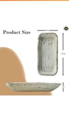 Rustic Hand-Carved Wooden Bowl Rectangle Distressed Beige 19x8x3in Decorative