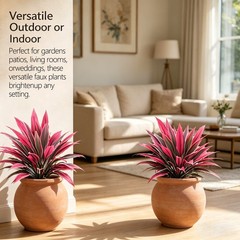 2PC UV Resistant Artificial Boston Fern & Dragon’s Blood Tree, Home Garden Decor