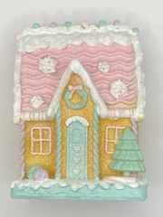 NEW 6.5″ PASTEL GINGERBREAD HOUSE CANDY SNOWFLAKES TREE GLITTER FREE SHIP