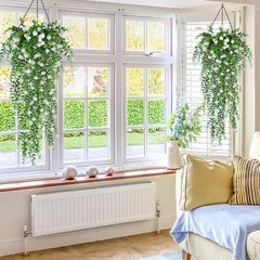 8pc Artificial Hanging Plant Fake Eucalyptus Leaf Vine Home Garden Outdoor Decor