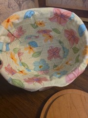 Pastel Floral Basket With Maple Lid, Longaberger, Artist Made In USA