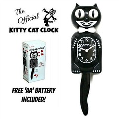 BLACK KITTY CAT CLOCK (3/4 Size) 12.75″ Free Battery MADE IN USA Kit-Cat Klock