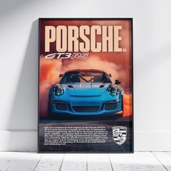 Porsche 911 GT3 RS Poster Smokey Blue Supercar Garage Wall Art Print
