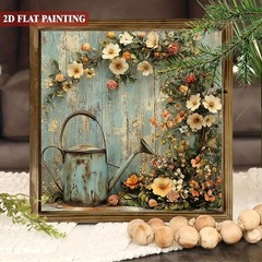 Galvanized Can Peony Wooden Sign Rustic Vintage Farmhouse Decor for Bathroom