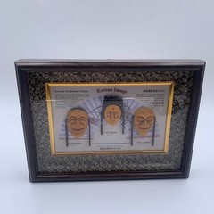 Vintage Korean Hahoe Masks Shadow Box Framed Yangban Bune Seonbi Tal Wall Art 3D