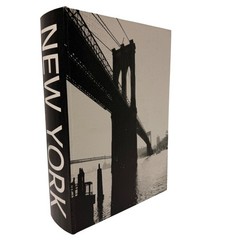 New York City Faux Book Storage Box Brooklyn Bridge Empire State Building Black*
