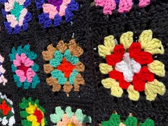 Granny CORE Square Colorful Handmade Crocheted Afghan Blanket Quilt Boho 72 x 60
