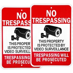 2 Pack 17.5×11.8 Inches No Trespassing Signs Large Video Surveillance Sign, P…