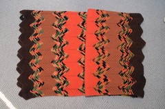 Blanket Afghan Throw 90×68 Orange Brown Chevron Crochet Vintage