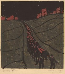 The Burial – Walter Gramatte 1916 Expressionist Woodcut Print Introspective