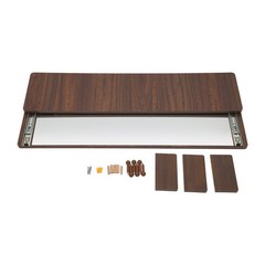 Wall-Mounted Full-Length Mirror with Pegboard, 3 Shelves & 6 Hooks Walnut
