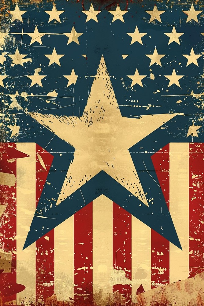 Vintage American Flag Patriotic – 250 Years of America Decor – POSTER 20″x30″