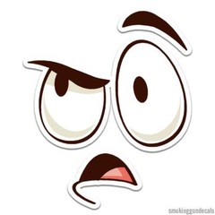 Angry Impatient Face, Vinyl Decal Sticker, Indoor Outdoor, 3 Sizes, #12603