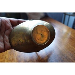 Vintage small brass decorative basket oval metal with handle