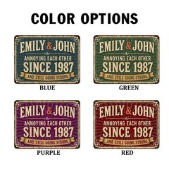Custom Anniversary Metal Sign, Funny Couple Gift, Personalized Name Date Decor