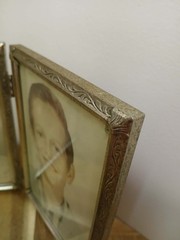 Ornate Hinged Double Picture Frame 5 X 7 Silver Tone Wedding Elegant Vtg