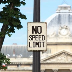 Vintage No Speed Limit Metal Sign Retro Wall Art Car Lover Garage Man Cave Decor
