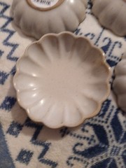 4 – SET LOT OF FOUR HEARTH & HAND FLUTED CERAMIC TRINKET Dish Vintage CREAM NEW