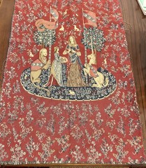 Vintage Tapestry The Lady & The Unicorn 26.5”x 46” Medieval Unfinished & Unframe