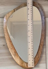 Set of 3 Mid-Century Modern Asymmetrical Framed Wood Beige Wall Mirrors