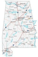 ALABAMA State Road Map Birmingham Montgomery Glossy Poster Photo Picture Print
