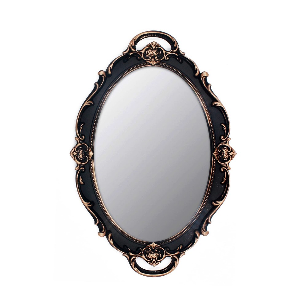 Vintage Mirror Small Wall Mirror Hanging Mirror 14.5 x 10 inchs Oval Brown