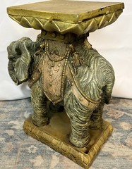 Vintage Hollywood Regency Elephant Plant Stand Table Chinoiserie Resin Gold