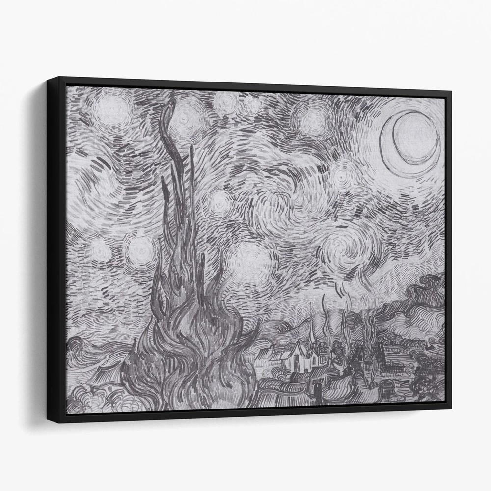 Starry Night Sketch by Van Gogh Impressionist Canvas Wall Art Print