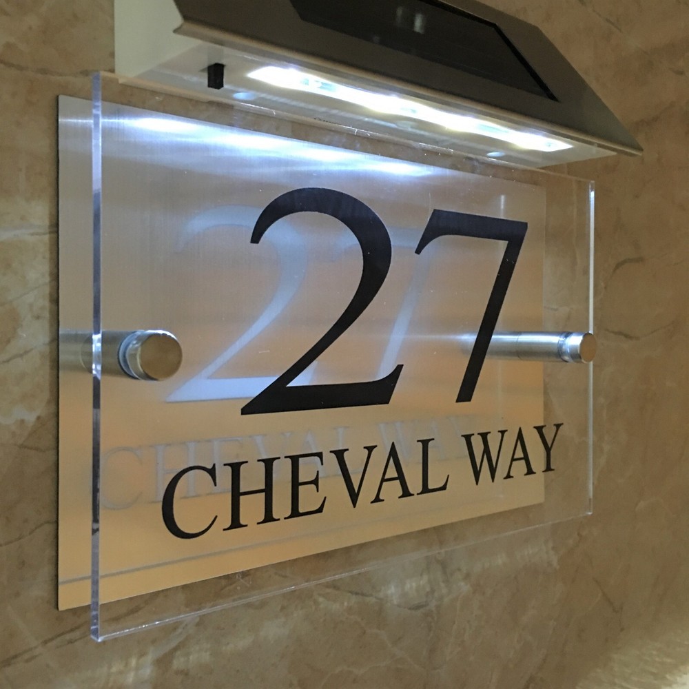 Elegant SOLAR LIGHT LED House Signs Plaques Door Numbers 1 – 9999 street Name