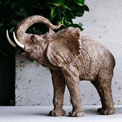 Trumpeting Elephant Figurine, Office Any Room Desk Decor Polyresin 15“x8”x12″