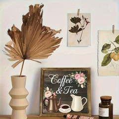 2D Rustic Coffee & Tea Wooden Wall Art Decor Vintage Farmhouse Sign Wall Hanging