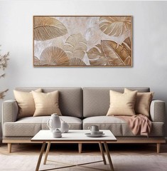 Nature Leaf 3D Texture Print, Waterproof Canvas, Wood Frame, Modern Art