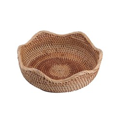 Handmade Rattan Round Fruit Basket Food Storage Bowls Kitchen Organizer Snack…