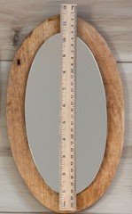 Set of 3 Mid-Century Modern Asymmetrical Framed Wood Beige Wall Mirrors