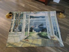 Tapestry Wall Hanging- 42″x35″ R. Van Beek Cotton&Polyester w/rod “Island View”
