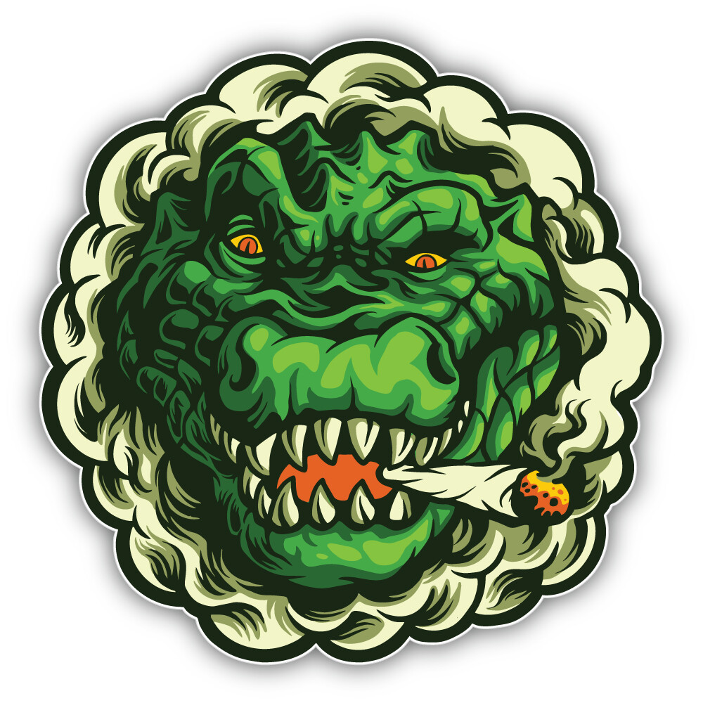 Smoking Crocodile Mascot Vinyl Sticker Decal