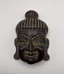 Buddha Wall Mask Resin Red Finish Zen Meditation Asian Wall Decor Boho Spa Art