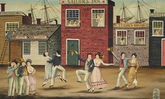 Ralph Cahoon : Port of Pleasure Seaside Tavern Scene : Folk Art Print