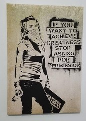 BANKSY “Stop Asking for Permission” Reproduction on CanvasReady To Hang 12 x 18