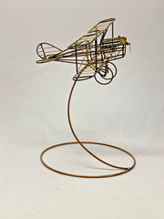 Vintage Brass Airplane Sculpture MCM Art Home Decor Large Metal Biplane Aviation