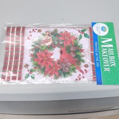 Custom Design Mailbox Cover. New In Packaging. Christmas Wreath and cardinals