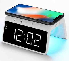 Limitless 3-in-1 Digital Alarm Clock w/ Wireless Charger & Light – Gray E30842