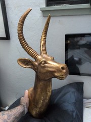 Cast aluminum, gold painted, Antelope Wall Mount – 27”, 6lb