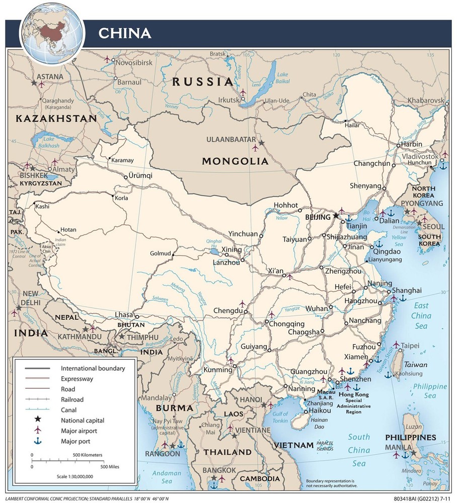 2011 CIA Map of China Home School Art Print Poster Study History Office
