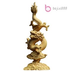 17cm Boxwood Dragon Statue Chinese Auspicious Carving Home Ornaments Crafts