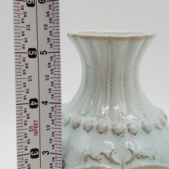 Greenleaf Vase 5.5in Robins Egg Blue Tan Ceramic Embossed Reed Diffusers Flowers