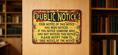 Novelty Funny Public Notice Sign Wall Decor for Bar Owner Farmer Home Office