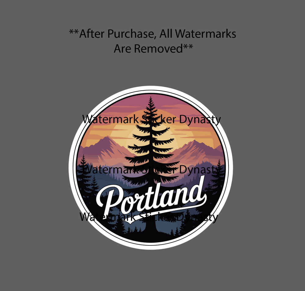 Portland Oregon Sticker Waterproof Decal Tree Mountain Scene Travel Gift NEW
