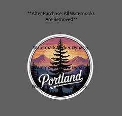 Portland Oregon Sticker Waterproof Decal Tree Mountain Scene Travel Gift NEW