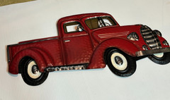 NEW Red Metal Antique Truck Farmhouse Rustic Vintage Large Wall Art Hanging 24″